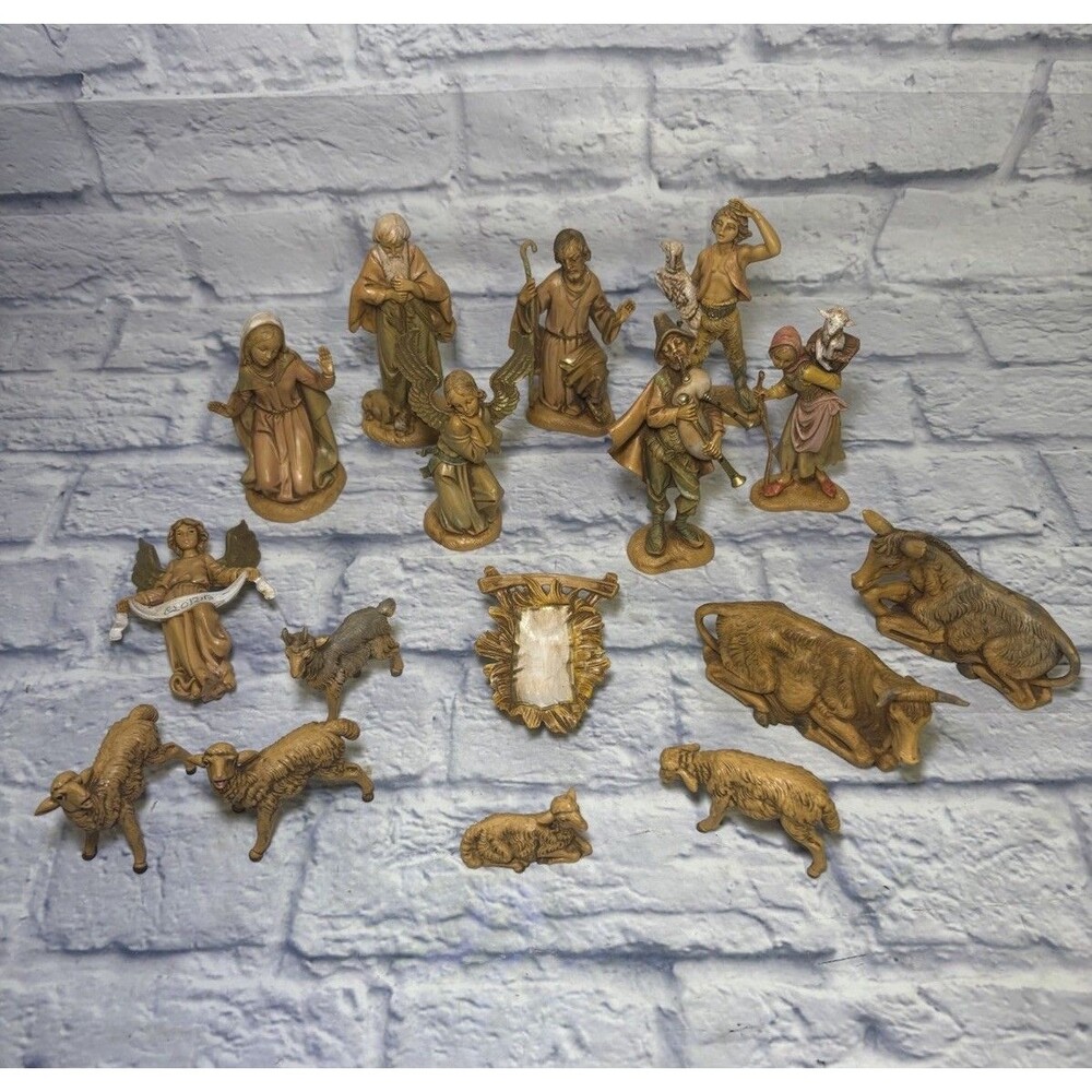 Lot of 16 Vtg Fontanini 5" Depose Italy Nativity Figures Figurines Christmas